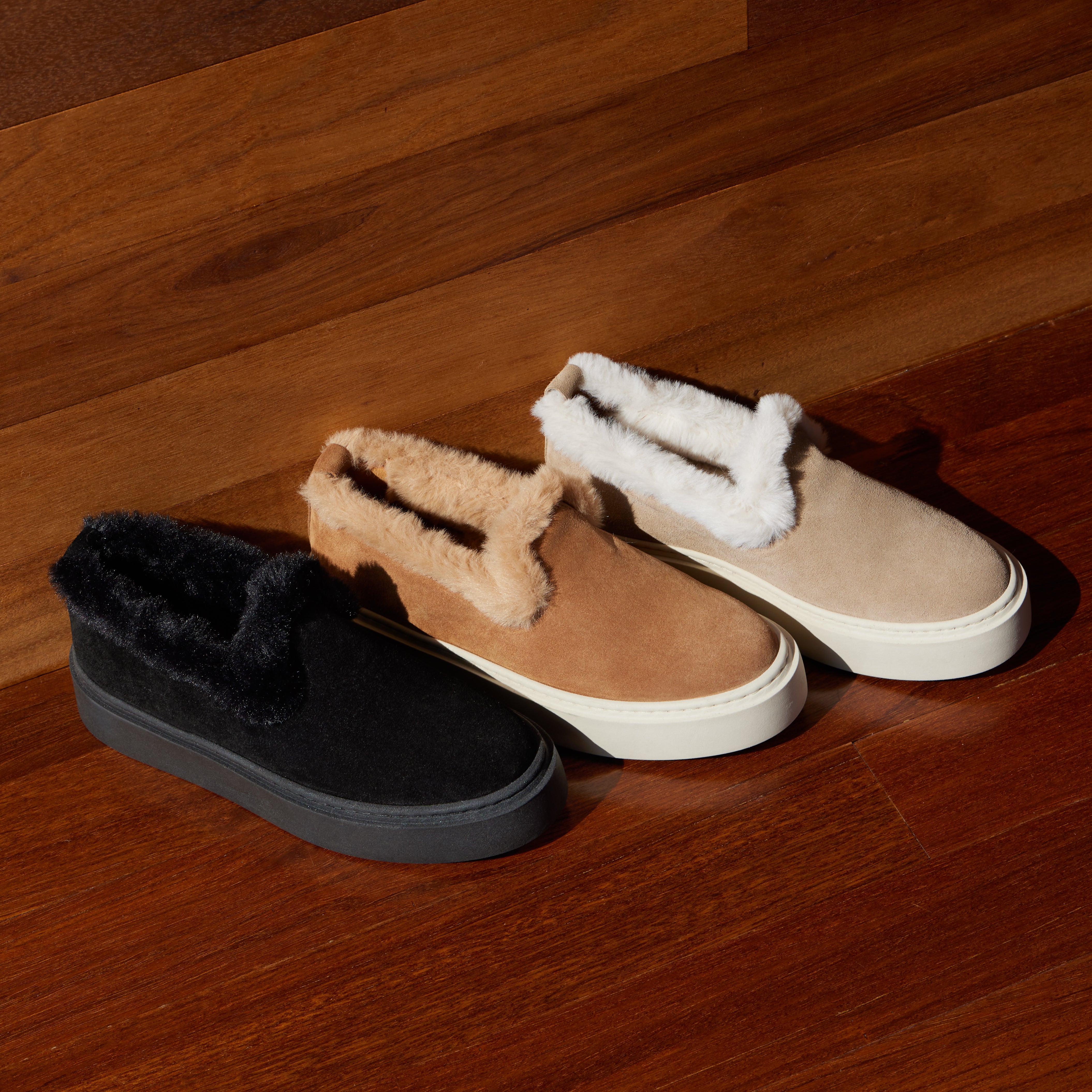 Fur slip on on sale sneakers